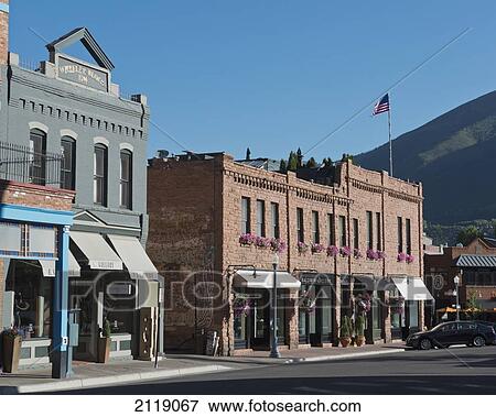 USA, Downtown shopping district of Aspen; Colorado View Large Photo Image Stock Photo - USA, Downtown shopping district of Aspen; Colorado. Fotosearch