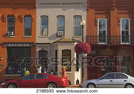 Stock Image - USA, Exclusive Georgetown neighborhood; Washington DC. Fotosearch