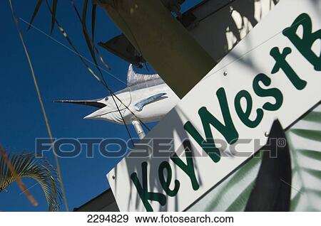 USA, Florida, Florida Keys, Marlin sign advertising fishing tours; Key West View Large Photo Image Stock Photo - USA, Florida, Florida Keys, Marlin sign advertising fishing tours; Key West. Fotosearch