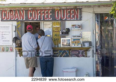 USA, Florida Keys, Couple ordering from Cuban Coffee Queen food hut; Key West View Large Photo Image Stock Photo - USA, Florida Keys, Couple ordering from Cuban Coffee Queen food hut; Key West. Fotosearch