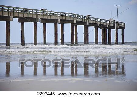Usa, Florida, View Of Beach And Pier; St Augustine View Large Photo Image Stock Photograph - Usa, Florida, View Of Beach And Pier; St Augustine. Fotosearch