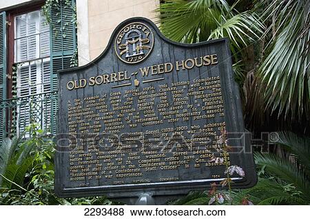 Usa, Georgia, Information Sign At Sorrel Weed House; Savannah View Large Photo Image Stock Photo - Usa, Georgia, Information Sign At Sorrel Weed House; Savannah. Fotosearch