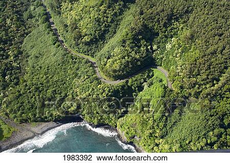 USA, Hawaii, Aerial view of road to Hana; Maui View Large Photo Image Stock Image - USA, Hawaii, Aerial view of road to Hana; Maui. Fotosearch