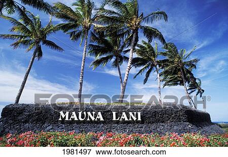 USA, Hawaii, Big Island, Sign at entrance to Mauna Lani Bay Hotel; Kohala Coast View Large Photo Image Stock Photo - USA, Hawaii, Big Island, Sign at entrance to Mauna Lani Bay Hotel; Kohala Coast. Fotosearch