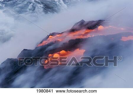 USA, Hawaii, Big Island, View of Pahoehoe lava flowing into Pacific Ocean; Kalapana View Large Photo Image Stock Image - USA, Hawaii, Big Island, View of Pahoehoe lava flowing into Pacific Ocean; Kalapana. Fotosearch