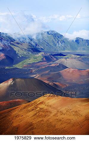 Stock Photo - USA, Hawaii, Haleakala Crater; Maui, Volcanic landscape of Haleakala National Park. Fotosearch