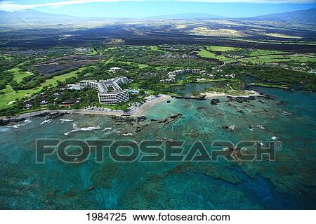 Stock Photography - USA, Hawaii Island, Big Island, Aerial view of Mauna Lani Resort; Kohala Coast. Fotosearch