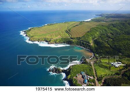 Stock Photography - USA, Hawaii Islands, Aerial Of Kapalua Resort Along Ocean; Maui. Fotosearch