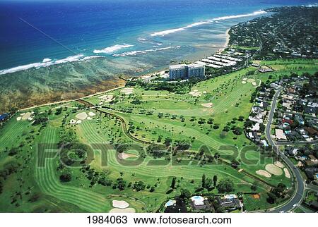 USA, Hawaii Islands, Aerial view of Waialae Country Club golf course and Kahala Mandarin Hotel on coastline; Oahu View Large Photo Image Stock Image - USA, Hawaii Islands, Aerial view of Waialae Country Club golf course and Kahala Mandarin Hotel on coastline; Oahu. Fotosearch
