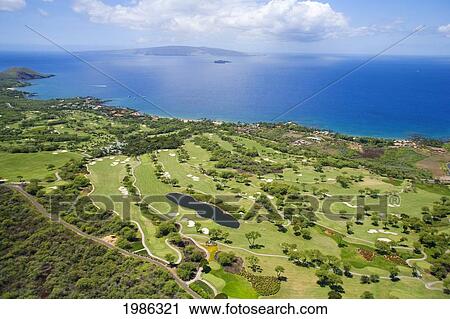 USA, Hawaii Islands, Aerial view of Wailea Gold and Emerald Golf Courses; Maui View Large Photo Image Stock Image - USA, Hawaii Islands, Aerial view of Wailea Gold and Emerald Golf Courses; Maui. Fotosearch