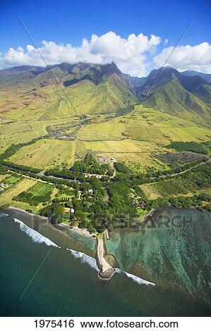 Stock Photograph - USA, Hawaii Islands, Aerial View Of Olowalu Area; Maui. Fotosearch