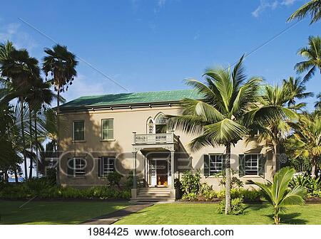 Stock Photography - USA, Hawaii Islands, Big Island, Built In 1838 as vacation home for Hawaiian Royalty; Kailua-Kona, Hulihe'e Palace. Fotosearch