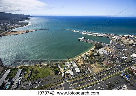 USA, Hawaii Islands, Maui, Aerial View Of Coastline With Cruise Ship in Harbor; Kahului Harbor View Large Photo Image Stock Image - USA, Hawaii Islands, Maui, Aerial View Of Coastline With Cruise Ship in Harbor; Kahului Harbor. Fotosearch