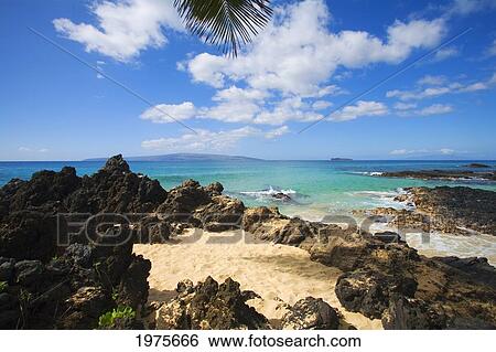 Stock Photograph - USA, Hawaii Islands, Maui, Maui Wai Or Secret Beach And Rocky Surroundings; Makena. Fotosearch