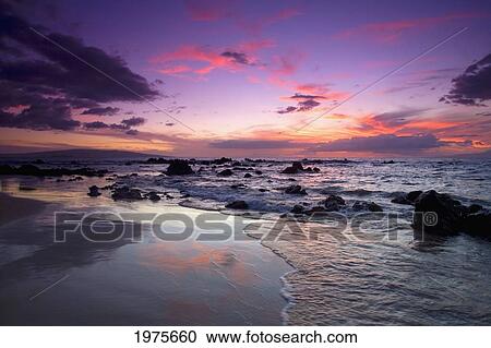USA, Hawaii Islands, Maui, Mokapu Beach; Wailea, Sunset View Large Photo Image Stock Image - USA, Hawaii Islands, Maui, Mokapu Beach; Wailea, Sunset. Fotosearch