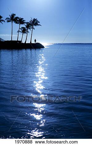USA, Hawaii Islands, Oahu, Early Morning Light On Water; Kahala Beach View Large Photo Image Stock Photo - USA, Hawaii Islands, Oahu, Early Morning Light On Water; Kahala Beach. Fotosearch