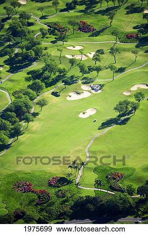 Stock Photo - USA, Hawaii, Maui, Aerial Of Wailea Gold And Emerald Golf Courses; Wailea. Fotosearch