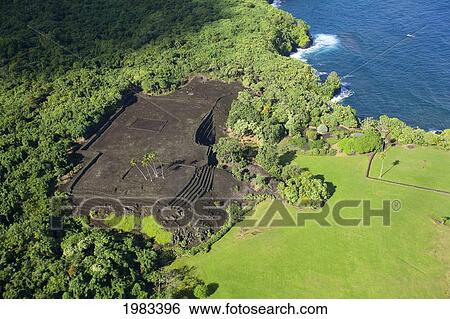USA, Hawaii, Maui, Aerial View of Piilani Heiau; Hana View Large Photo Image Stock Photograph - USA, Hawaii, Maui, Aerial View of Piilani Heiau; Hana. Fotosearch