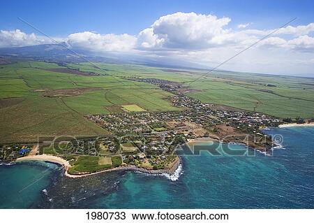 USA, Hawaii, Maui, Aerial view of town along North Coast; Paia View Large Photo Image Stock Image - USA, Hawaii, Maui, Aerial view of town along North Coast; Paia. Fotosearch