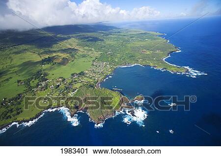 USA, Hawaii, Maui, Aerial view of town; Hana View Large Photo Image Stock Image - USA, Hawaii, Maui, Aerial view of town; Hana. Fotosearch