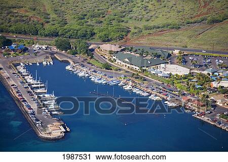 Stock Image - USA, Hawaii, Maui Ocean Center And Shops; Maui, Maalaea Harbor. Fotosearch