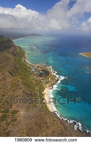 USA, Hawaii, Oahu, Aerial view of Sea Life Park and Makapu'u Beach; Windward Coastline View Large Photo Image Stock Photo - USA, Hawaii, Oahu, Aerial view of Sea Life Park and Makapu'u Beach; Windward Coastline. Fotosearch