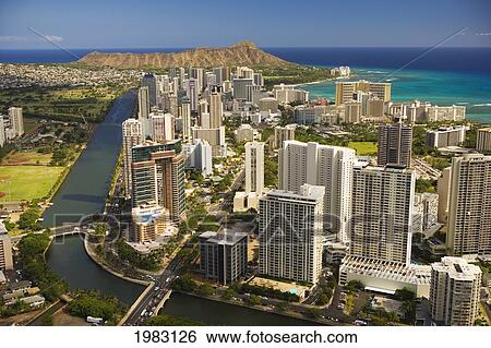 USA, Hawaii, Oahu, Aerial view of Waikiki; Honolulu View Large Photo Image Stock Photograph - USA, Hawaii, Oahu, Aerial view of Waikiki; Honolulu. Fotosearch