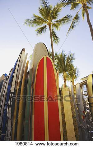 USA, Hawaii, Oahu, Close up view of colorful surfboards in surfboard rack on Waikiki Beach; Waikiki View Large Photo Image Picture - USA, Hawaii, Oahu, Close up view of colorful surfboards in surfboard rack on Waikiki Beach; Waikiki. Fotosearch