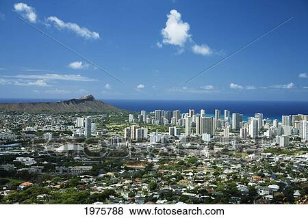 USA, Hawaii, Oahu, Diamond Head And Waikiki From Tantalus; Waikiki View Large Photo Image Stock Photo - USA, Hawaii, Oahu, Diamond Head And Waikiki From Tantalus; Waikiki. Fotosearch