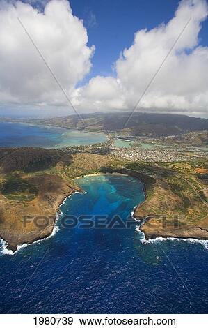 USA, Hawaii, Oahu, Honolulu, Aerial view of Hanauma Bay and coastline; Hawaii Kai View Large Photo Image Stock Photo - USA, Hawaii, Oahu, Honolulu, Aerial view of Hanauma Bay and coastline; Hawaii Kai. Fotosearch