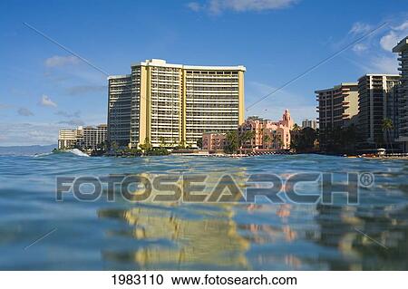 USA, Hawaii, Oahu, Honolulu, Sheraton Waikiki And Royal Hawaiian Hotel seen from Pacific ocean; Waikiki View Large Photo Image Stock Image - USA, Hawaii, Oahu, Honolulu, Sheraton Waikiki And Royal Hawaiian Hotel seen from Pacific ocean; Waikiki. Fotosearch