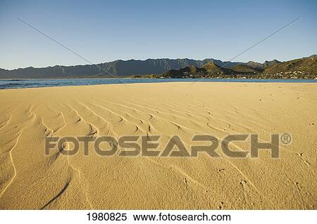 USA, Hawaii, Oahu, Sandy beach with Pacific ocean and Koolau Mountains in background; Mokulua Island View Large Photo Image Stock Photography - USA, Hawaii, Oahu, Sandy beach with Pacific ocean and Koolau Mountains in background; Mokulua Island. Fotosearch