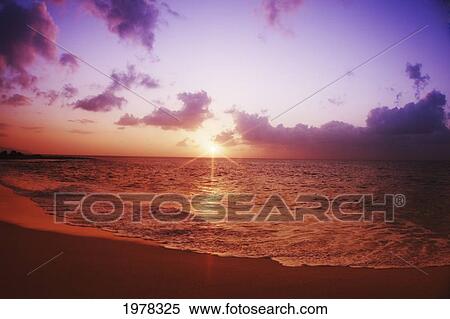 USA, Hawaii, Oahu, Sunset over Pacific Ocean; North Shore View Large Photo Image Stock Photography - USA, Hawaii, Oahu, Sunset over Pacific Ocean; North Shore. Fotosearch