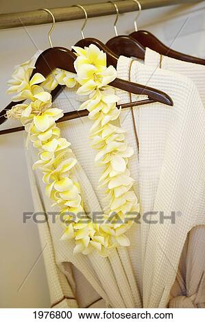 USA, Hawaii, Robes And Flower Lei Hanging In Hotel Closet; Kona View Large Photo Image Stock Image - USA, Hawaii, Robes And Flower Lei Hanging In Hotel Closet; Kona. Fotosearch