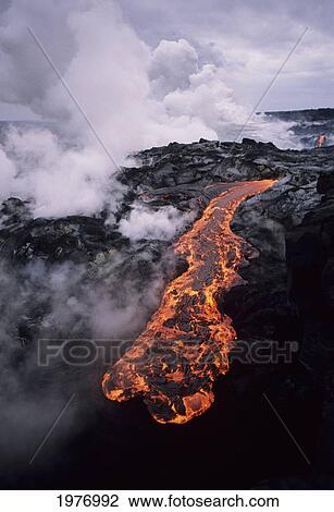 USA, Hawaii, USA Volcanoes National Park; Big Island, Hawaii, Steam Clouds In Distance, Molten Lava Flow View Large Photo Image Stock Image - USA, Hawaii, USA Volcanoes National Park; Big Island, Hawaii, Steam Clouds In Distance, Molten Lava Flow. Fotosearch