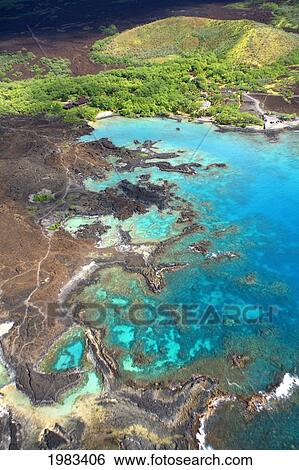 Stock Photograph - USA, Hawaii, view from above; La Perouse Bay, Ahihi Kinau Natural Preserve. Fotosearch