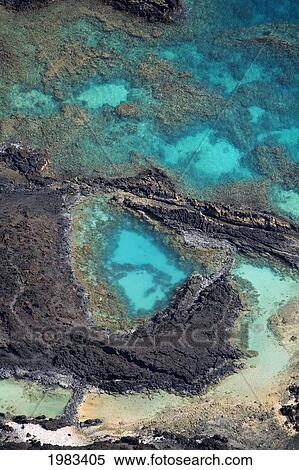 Stock Photography - USA, Hawaii, view from above; La Perouse Bay, Ahihi Kinau Natural Preserve. Fotosearch