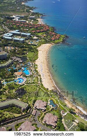 USA, Hawaii, Wailea Beach and resorts; Maui View Large Photo Image Stock Photography - USA, Hawaii, Wailea Beach and resorts; Maui. Fotosearch
