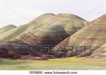 USA, John Day Fossil Beds National Monument; Oregon, Landscape Of Colorful Hills, Painted Hills Area View Large Photo Image Stock Image - USA, John Day Fossil Beds National Monument; Oregon, Landscape Of Colorful Hills, Painted Hills Area. Fotosearch