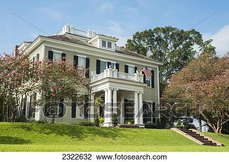 Stock Image - USA, Louisiana, 19th century house; St Francisville, Hillcroft. Fotosearch