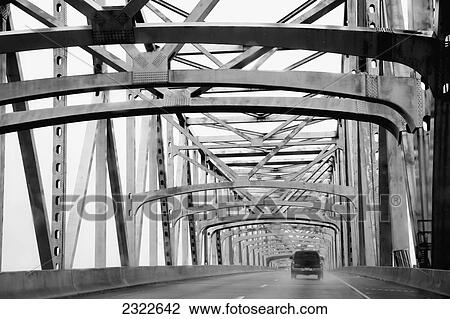Stock Image - USA, Louisiana, Bridge over Mississippi river; Vacherie. Fotosearch