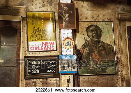Stock Image - USA, Louisiana, French Quarter; New Orleans, historic jazz venue, Preservation Hall. Fotosearch