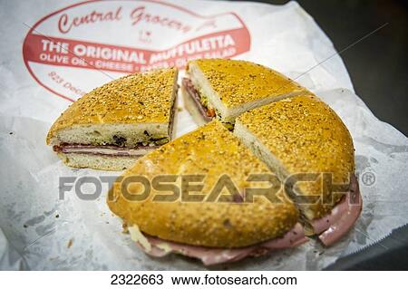 USA, Louisiana, French Quarter; New Orleans, Traditional muffuletta View Large Photo Image Stock Image - USA, Louisiana, French Quarter; New Orleans, Traditional muffuletta. Fotosearch