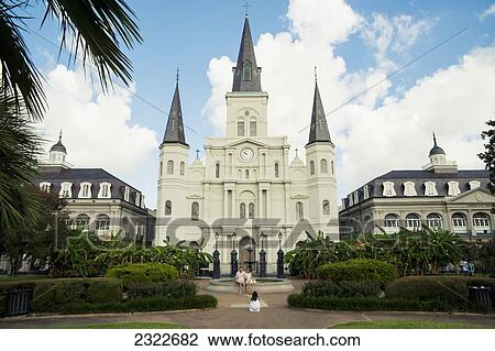Stock Image - USA, Louisiana, French Quarter; New Orleans, View of Saint Louis Cathedral. Fotosearch