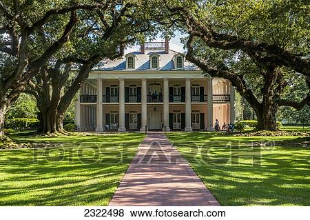 USA, Louisiana, Oak Alley Plantation; Vacherie, Colonial style house View Large Photo Image Stock Photo - USA, Louisiana, Oak Alley Plantation; Vacherie, Colonial style house. Fotosearch
