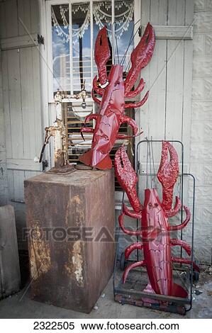 Stock Photography - USA, Louisiana, Scale models of lobsters; Breaux Bridge. Fotosearch