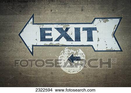 Picture - USA, Mississippi, Exit sign in Great Wall of Mississippi; Vicksburg. Fotosearch