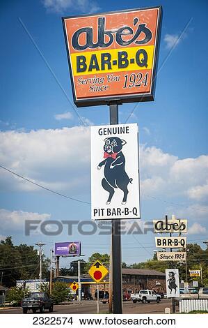 USA, Mississippi, Famous Abe's Bar-B-Q sign; Clarksdale View Large Photo Image Picture - USA, Mississippi, Famous Abe's Bar-B-Q sign; Clarksdale. Fotosearch