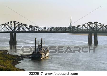 Stock Photo - USA, Mississippi, Natchez-Vidalia Bridge over Mississippi River; Natchez. Fotosearch
