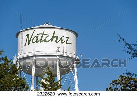 Stock Image - USA, Mississippi, Natchez Water Tower; Natchez. Fotosearch